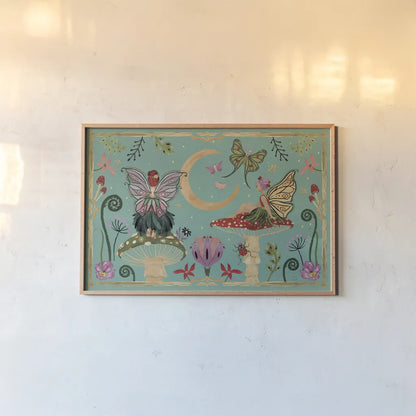 Garden Of Wonder I by Dina June. shown as a paper print in a natural frame. Available as a archival giclee rolled canvas, fine art paper, or poster print. SKU 84753i.