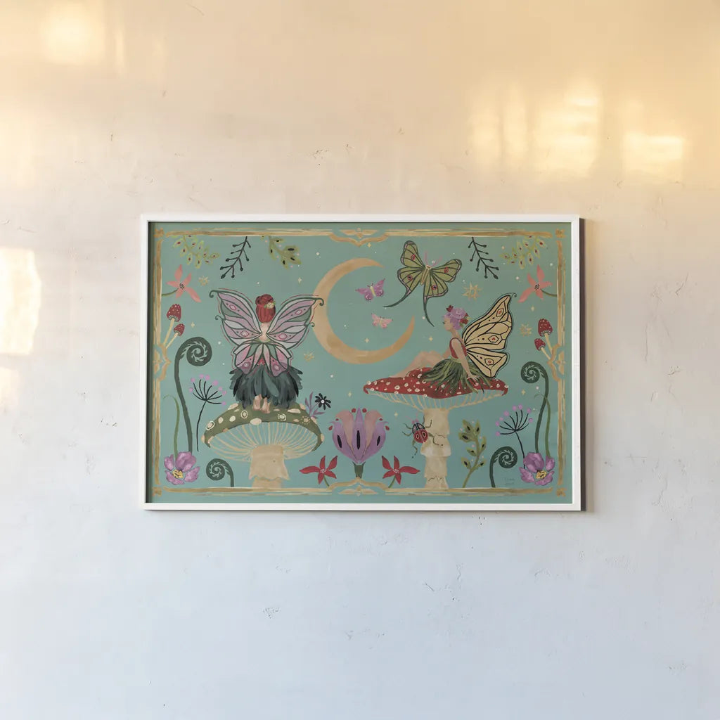 Garden Of Wonder I by Dina June. shown as a paper print in a white frame. Available as a archival giclee rolled canvas, fine art paper, or poster print. SKU 84753i.