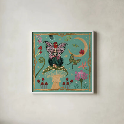 Garden Of Wonder II by Dina June. Shown in a crisp white glass frame for a clean and minimalist style. Available as an archival giclee rolled canvas, fine art paper, or poster print. SKU 84754a.