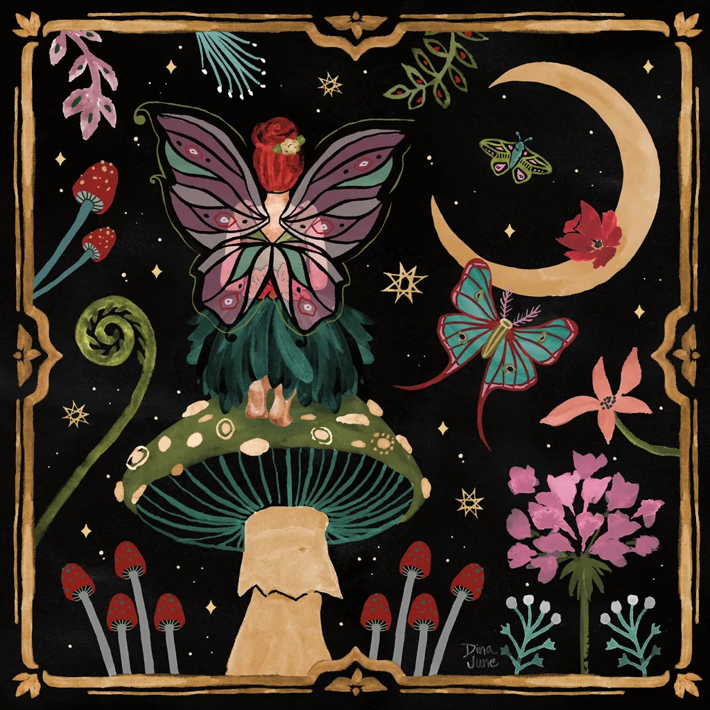 Garden Of Wonder II Dark by Dina June. SKU 84759a. Archival Giclee Fine art print for wall decor.