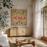 Garden Of Wonder IV by Dina June. Shown in a natural wood frame in a cozy modern living room. Available as an archival giclee rolled canvas, fine art paper, or poster print. SKU 84756a.