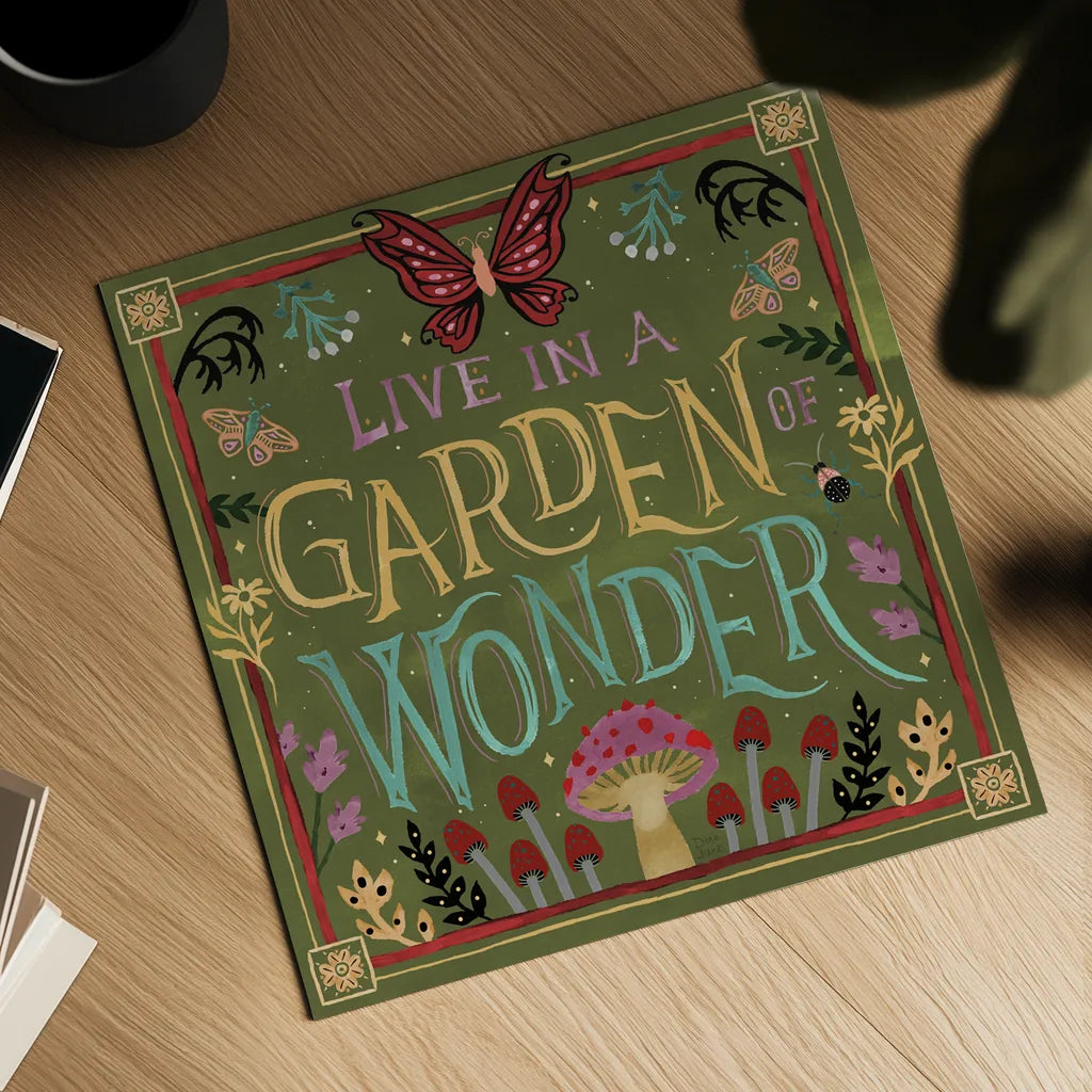 Garden Of Wonder V by Dina June. Shown as a detailed flat fine art print, highlighting archival giclee quality. Available as an archival giclee rolled canvas, fine art paper, or poster print. SKU 84757a.