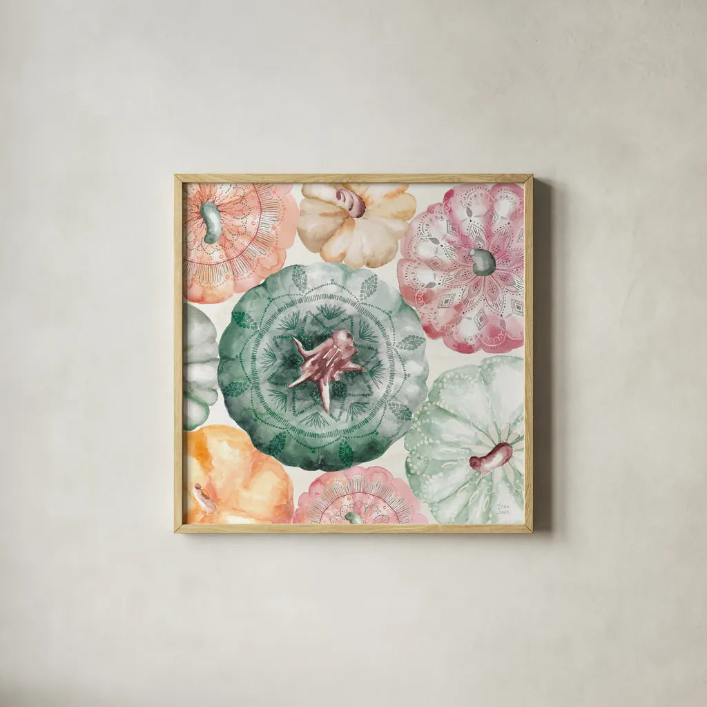 Harvest Touch II by Dina June. Shown in a natural wood glass frame for a timeless modern aesthetic. Available as an archival giclee rolled canvas, fine art paper, or poster print. SKU 71115a.