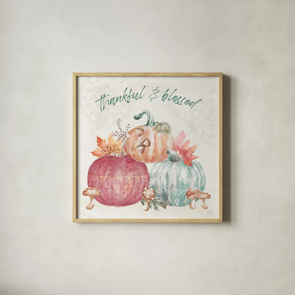 Harvest Touch VI by Dina June. Shown in a natural wood glass frame for a timeless modern aesthetic. Available as an archival giclee rolled canvas, fine art paper, or poster print. SKU 71119a.