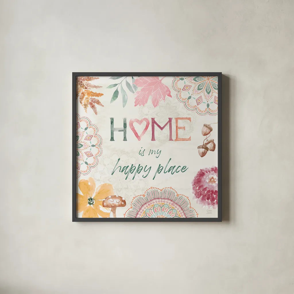 Harvest Touch VIII by Dina June. Shown in a sleek black glass frame for a contemporary gallery look. Available as an archival giclee rolled canvas, fine art paper, or poster print. SKU 71121a.