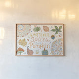 Harvest Whimsy I by Dina June. shown as a paper print in a natural frame. Available as a archival giclee rolled canvas, fine art paper, or poster print. SKU 91920i.