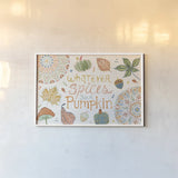 Harvest Whimsy I by Dina June. shown as a paper print in a white frame. Available as a archival giclee rolled canvas, fine art paper, or poster print. SKU 91920i.