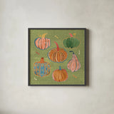 Harvest Whimsy III by Dina June. Shown in a sleek black glass frame for a contemporary gallery look. Available as an archival giclee rolled canvas, fine art paper, or poster print. SKU 91922a.