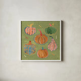 Harvest Whimsy III by Dina June. Shown in a crisp white glass frame for a clean and minimalist style. Available as an archival giclee rolled canvas, fine art paper, or poster print. SKU 91922a.