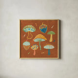 Harvest Whimsy IV by Dina June. Shown in a natural wood glass frame for a timeless modern aesthetic. Available as an archival giclee rolled canvas, fine art paper, or poster print. SKU 91923a.