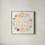 Harvest Whimsy IX by Dina June. Shown in a natural wood glass frame for a timeless modern aesthetic. Available as an archival giclee rolled canvas, fine art paper, or poster print. SKU 91928a.