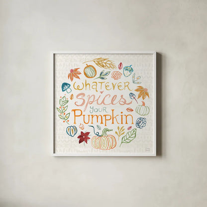 Harvest Whimsy IX by Dina June. Shown in a crisp white glass frame for a clean and minimalist style. Available as an archival giclee rolled canvas, fine art paper, or poster print. SKU 91928a.