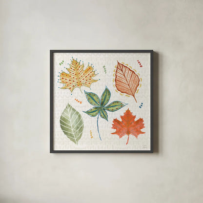 Harvest Whimsy V by Dina June. Shown in a sleek black glass frame for a contemporary gallery look. Available as an archival giclee rolled canvas, fine art paper, or poster print. SKU 91924a.