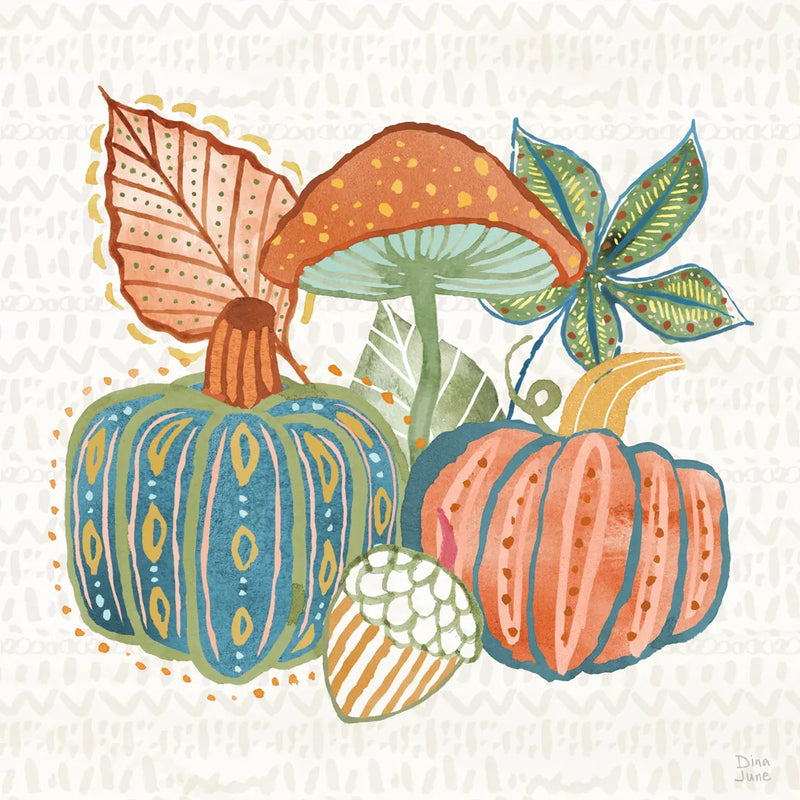 Harvest Whimsy VII by Dina June. SKU 91926a. Archival Giclee Fine art print for wall decor.