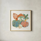 Harvest Whimsy VII by Dina June. Shown in a natural wood glass frame for a timeless modern aesthetic. Available as an archival giclee rolled canvas, fine art paper, or poster print. SKU 91926a.