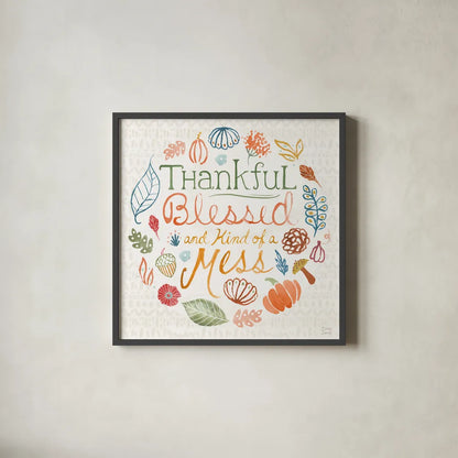 Harvest Whimsy VIII by Dina June. Shown in a sleek black glass frame for a contemporary gallery look. Available as an archival giclee rolled canvas, fine art paper, or poster print. SKU 91927a.