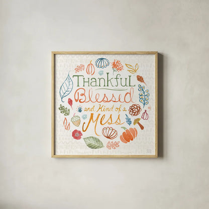 Harvest Whimsy VIII by Dina June. Shown in a natural wood glass frame for a timeless modern aesthetic. Available as an archival giclee rolled canvas, fine art paper, or poster print. SKU 91927a.