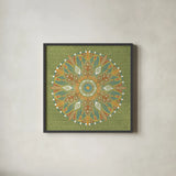 Harvest Whimsy X Color by Dina June. Shown in a sleek black glass frame for a contemporary gallery look. Available as an archival giclee rolled canvas, fine art paper, or poster print. SKU 91931a.
