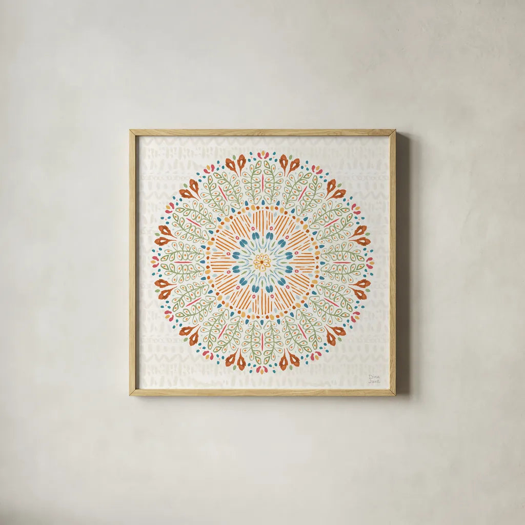 Harvest Whimsy XI by Dina June. Shown in a natural wood glass frame for a timeless modern aesthetic. Available as an archival giclee rolled canvas, fine art paper, or poster print. SKU 91930a.