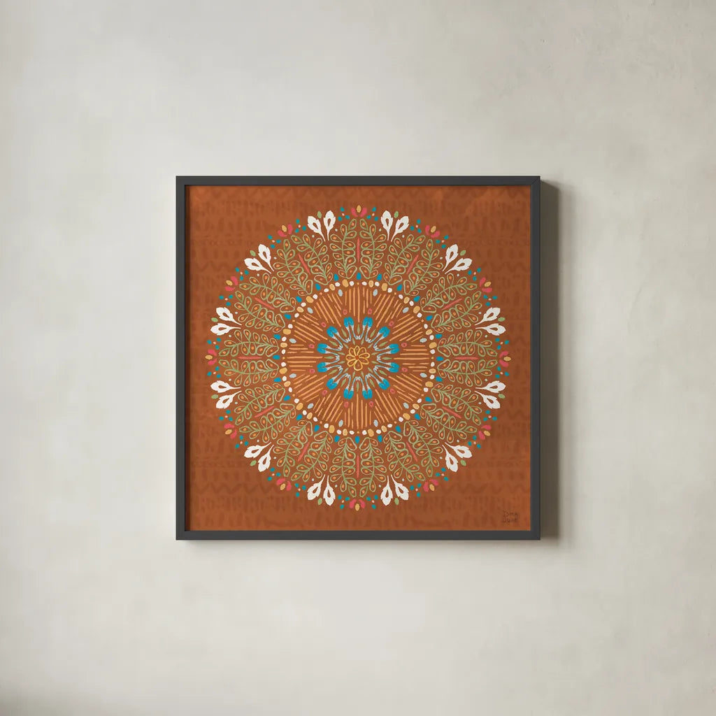 Harvest Whimsy XI Color by Dina June. Shown in a sleek black glass frame for a contemporary gallery look. Available as an archival giclee rolled canvas, fine art paper, or poster print. SKU 91932a.