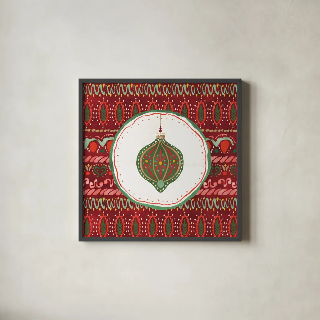 Holiday Harmony VI by Dina June. Shown in a sleek black glass frame for a contemporary gallery look. Available as an archival giclee rolled canvas, fine art paper, or poster print. SKU 102169a.