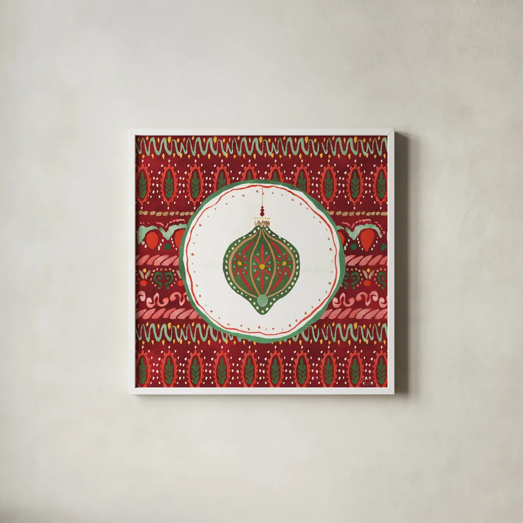 Holiday Harmony VI by Dina June. Shown in a crisp white glass frame for a clean and minimalist style. Available as an archival giclee rolled canvas, fine art paper, or poster print. SKU 102169a.