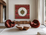Holiday Harmony VI by Dina June. Shown as extra-large giant wall art in a modern living room. Available as an archival giclee rolled canvas, fine art paper, or poster print. SKU 102169a.