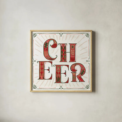 Holiday Lore V Light by Dina June. Shown in a natural wood glass frame for a timeless modern aesthetic. Available as an archival giclee rolled canvas, fine art paper, or poster print. SKU 97168a.