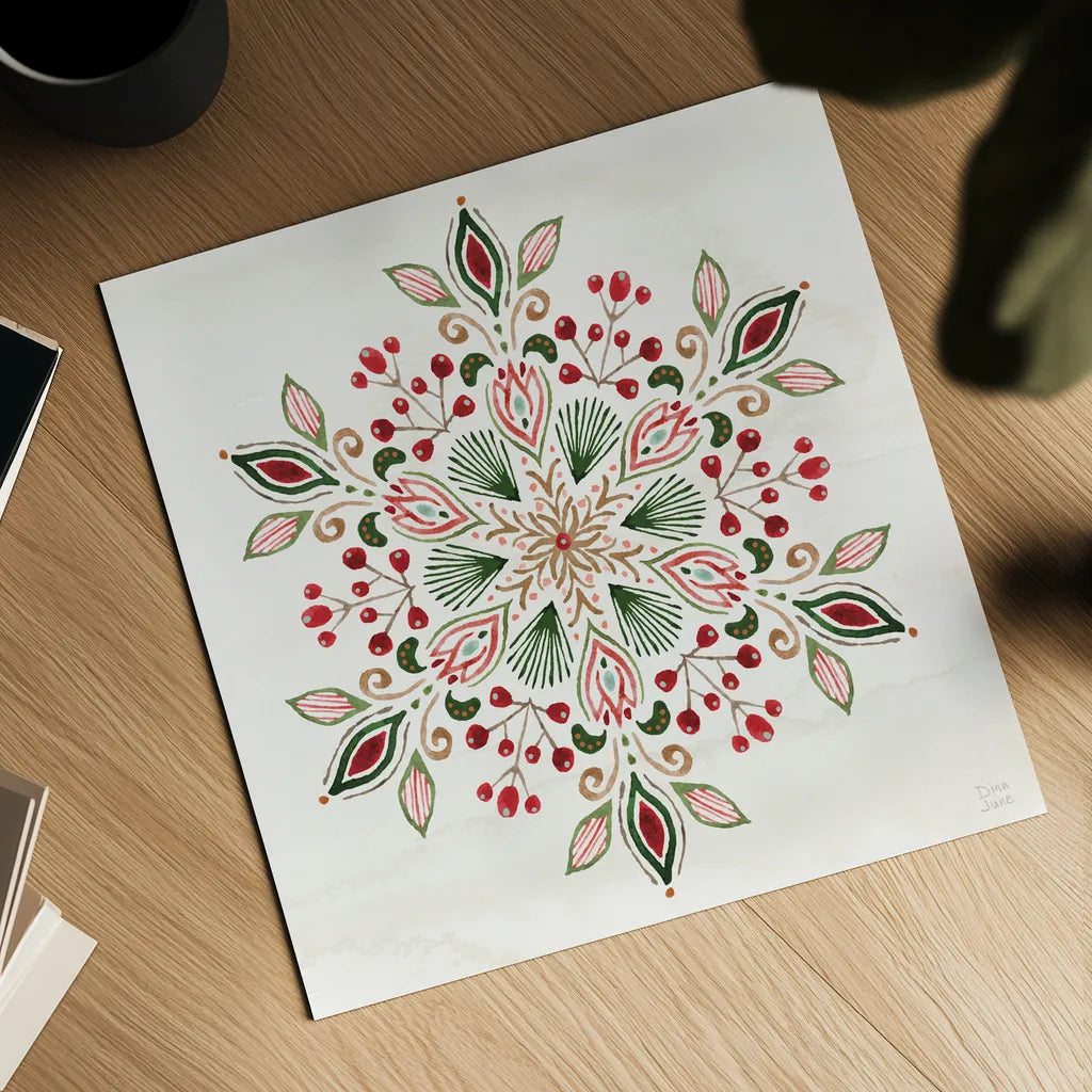 Holiday Lore VII by Dina June. Shown as a detailed flat fine art print, highlighting archival giclee quality. Available as an archival giclee rolled canvas, fine art paper, or poster print. SKU 97170a.