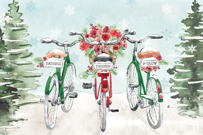 Holiday Ride I Red and Green by Dina June. SKU 75112i. Archival Giclee Fine art print for wall decor.