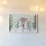 Holiday Ride I Red and Green by Dina June. shown as a paper print in a white frame. Available as a archival giclee rolled canvas, fine art paper, or poster print. SKU 75112i.