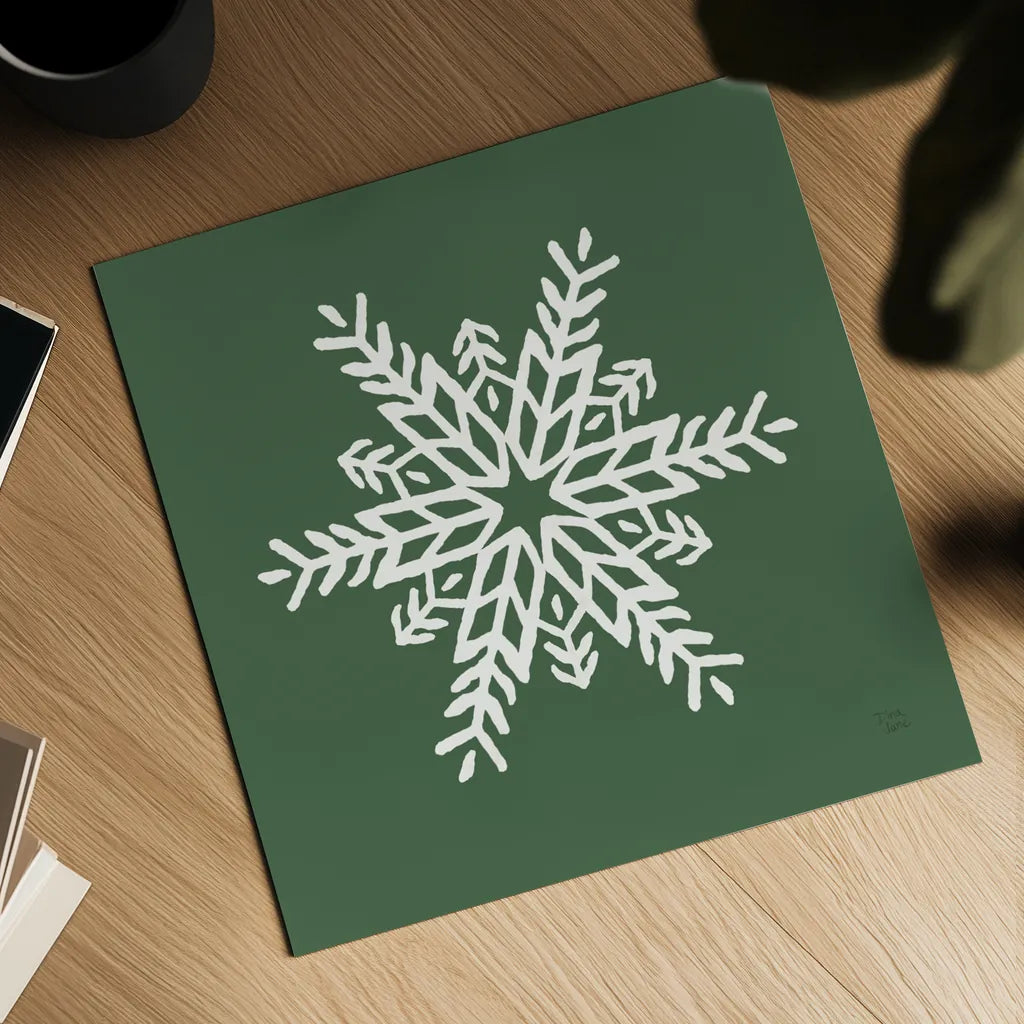 Holiday Ride Snowflake I by Dina June. Shown as a detailed flat fine art print, highlighting archival giclee quality. Available as an archival giclee rolled canvas, fine art paper, or poster print. SKU 65418a.