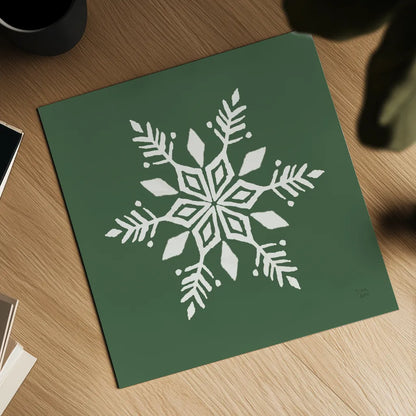 Holiday Ride Snowflake II by Dina June. Shown as a detailed flat fine art print, highlighting archival giclee quality. Available as an archival giclee rolled canvas, fine art paper, or poster print. SKU 65419a.