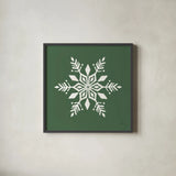 Holiday Ride Snowflake II by Dina June. Shown in a sleek black glass frame for a contemporary gallery look. Available as an archival giclee rolled canvas, fine art paper, or poster print. SKU 65419a.