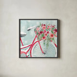 Holiday Ride V by Dina June. Shown in a sleek black glass frame for a contemporary gallery look. Available as an archival giclee rolled canvas, fine art paper, or poster print. SKU 63618a.