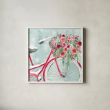 Holiday Ride V by Dina June. Shown in a crisp white glass frame for a clean and minimalist style. Available as an archival giclee rolled canvas, fine art paper, or poster print. SKU 63618a.