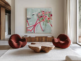 Holiday Ride V by Dina June. Shown as extra-large giant wall art in a modern living room. Available as an archival giclee rolled canvas, fine art paper, or poster print. SKU 63618a.