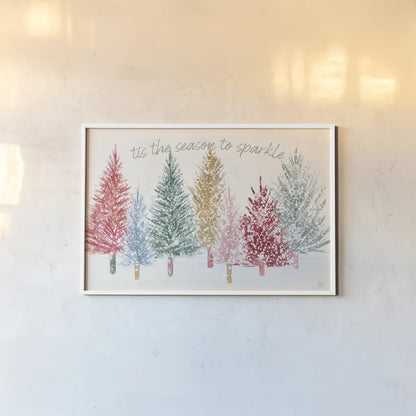 Holiday Sparkle I by Dina June. shown as a paper print in a white frame. Available as a archival giclee rolled canvas, fine art paper, or poster print. SKU 78584i.