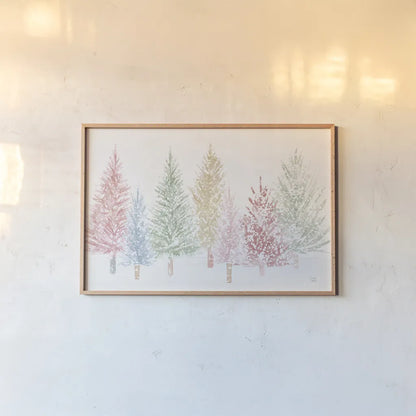 Holiday Sparkle I Pastel by Dina June. shown as a paper print in a natural frame. Available as a archival giclee rolled canvas, fine art paper, or poster print. SKU 81955i.