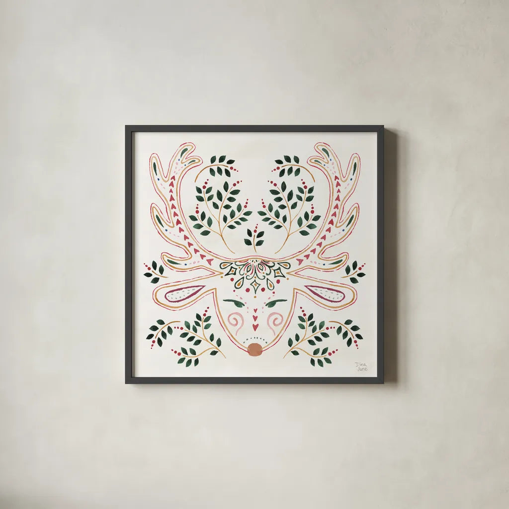 Holiday Sparkle IX by Dina June. Shown in a sleek black glass frame for a contemporary gallery look. Available as an archival giclee rolled canvas, fine art paper, or poster print. SKU 78592a.