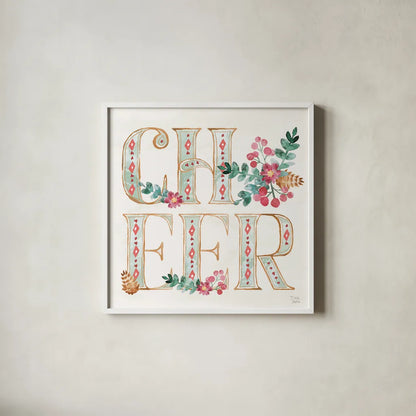 Holiday Sparkle VI by Dina June. Shown in a crisp white glass frame for a clean and minimalist style. Available as an archival giclee rolled canvas, fine art paper, or poster print. SKU 78589a.