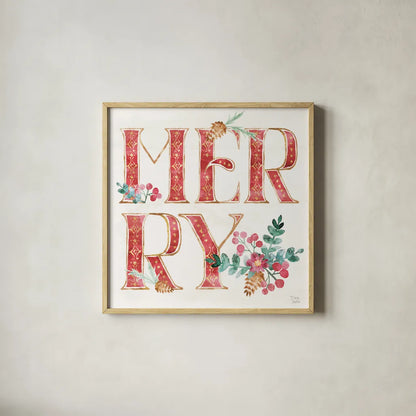 Holiday Sparkle VII by Dina June. Shown in a natural wood glass frame for a timeless modern aesthetic. Available as an archival giclee rolled canvas, fine art paper, or poster print. SKU 78590a.