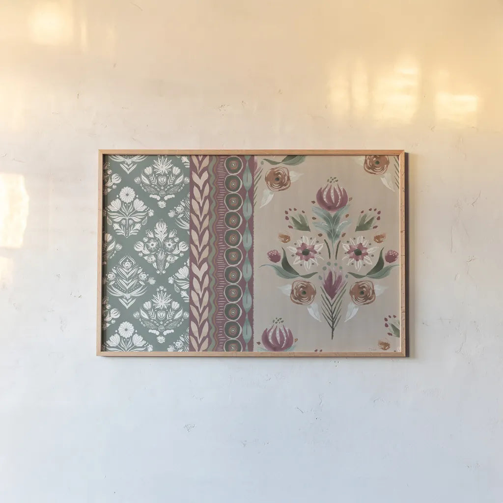 Impressions I by Dina June. shown as a paper print in a natural frame. Available as a archival giclee rolled canvas, fine art paper, or poster print. SKU 97774i.