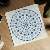 Indigo Splash II by Dina June. Shown as a detailed flat fine art print, highlighting archival giclee quality. Available as an archival giclee rolled canvas, fine art paper, or poster print. SKU 71921a.