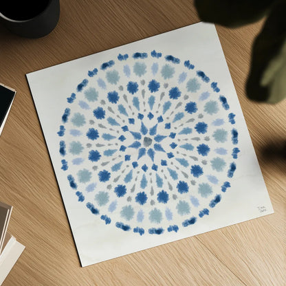 Indigo Splash II by Dina June. Shown as a detailed flat fine art print, highlighting archival giclee quality. Available as an archival giclee rolled canvas, fine art paper, or poster print. SKU 71921a.