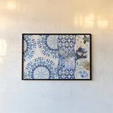 Indigo Splash VI by Dina June. shown as a paper print in a black flame. Available as a archival giclee rolled canvas, fine art paper, or poster print. SKU 71925i.