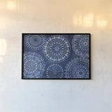 Indigo Splash XI by Dina June. shown as a paper print in a black flame. Available as a archival giclee rolled canvas, fine art paper, or poster print. SKU 71930i.