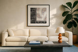 Kasbah Crush III by Dina June. Displayed in a glass frame with matte in a clean modern living room. Available as an archival giclee rolled canvas, fine art paper, or poster print. SKU 64294a.