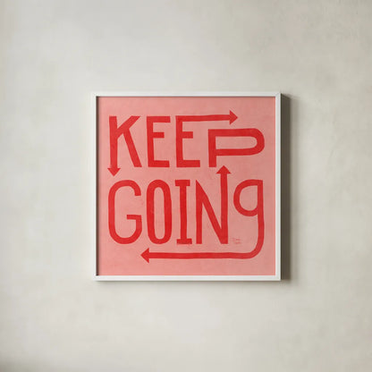 Keep Going I by Dina June. Shown in a crisp white glass frame for a clean and minimalist style. Available as an archival giclee rolled canvas, fine art paper, or poster print. SKU 91812a.