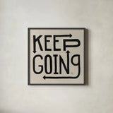 Keep Going I Neutral by Dina June. Shown in a sleek black glass frame for a contemporary gallery look. Available as an archival giclee rolled canvas, fine art paper, or poster print. SKU 91813a.